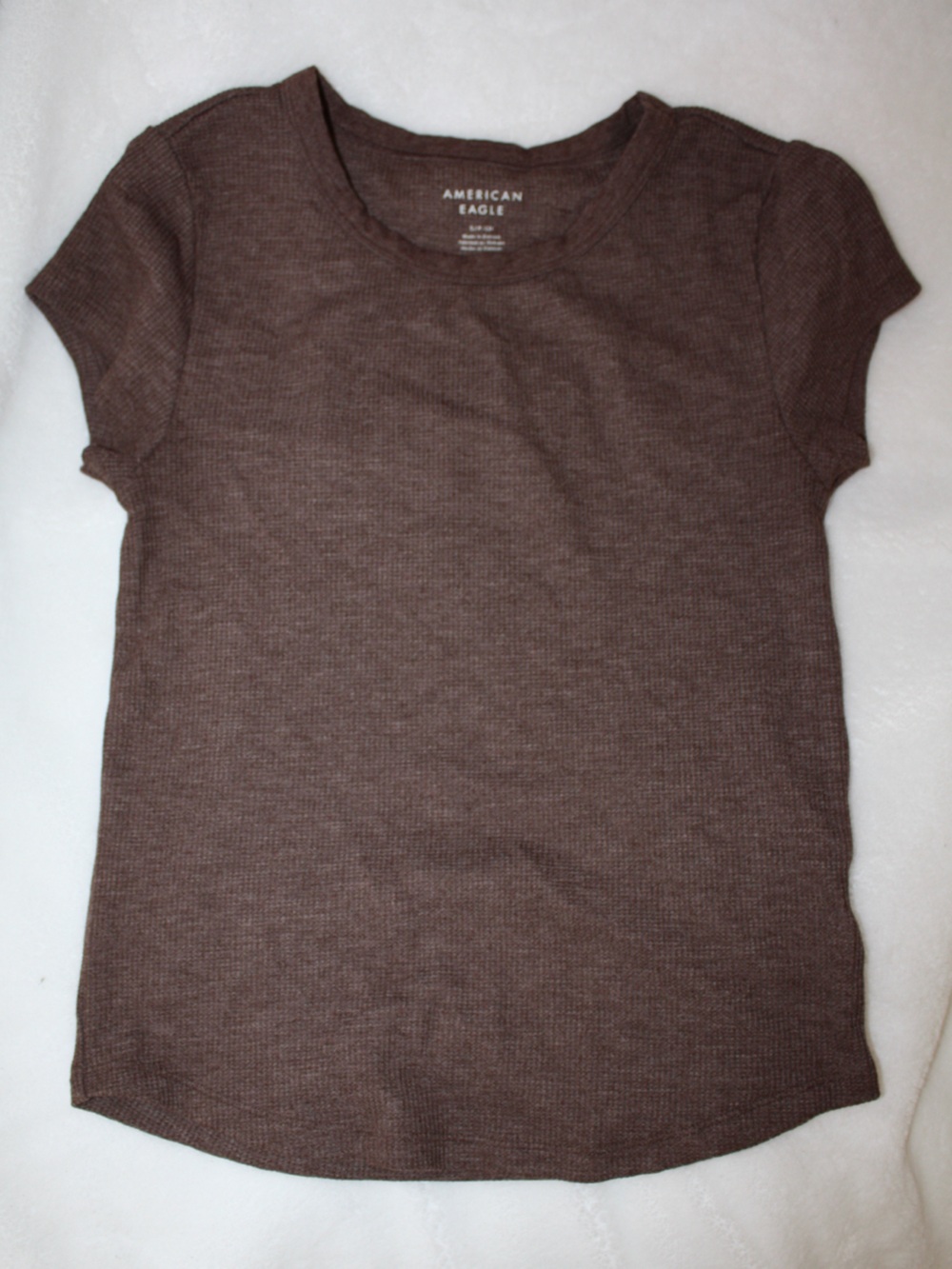 American Eagle Outfitters Brown Waffleknit Crewneck Tee